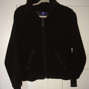 JoyLab Black fluffy zip-up jacket